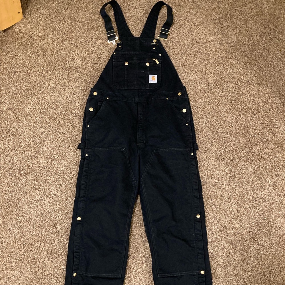 Carhartt duck R41 bib overalls lined black 38x32